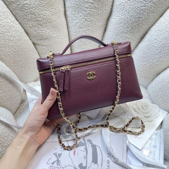 Replica Qualità Premium Borsa Chanel Vanity con catena 23cm AS5347 Rosso Imitazioni Replica perfette Qualità Premium Borsa Chanel Vanity con catena 23cm AS5347 Rosso