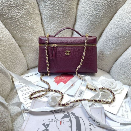 Replica Qualità Premium Borsa Chanel Vanity con catena 23cm AS5347 Rosso Imitazioni Replica perfette Qualità Premium Borsa Chanel Vanity con catena 23cm AS5347 Rosso