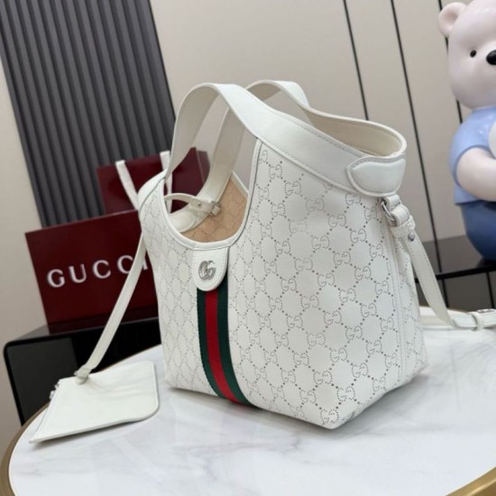 Replica Qualità Premium Borsa piccola Gucci Giglio traforata GG 860845 bianca Imitazioni Replica perfette Qualità Premium Borsa piccola Gucci Giglio traforata GG 860845 bianca