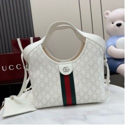 Qualit&agrave; Borsa piccola Gucci Giglio traforata GG 860845 bianca