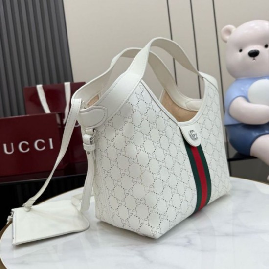 Replica Qualità Premium Borsa piccola Gucci Giglio traforata GG 860845 bianca Imitazioni Replica perfette Qualità Premium Borsa piccola Gucci Giglio traforata GG 860845 bianca