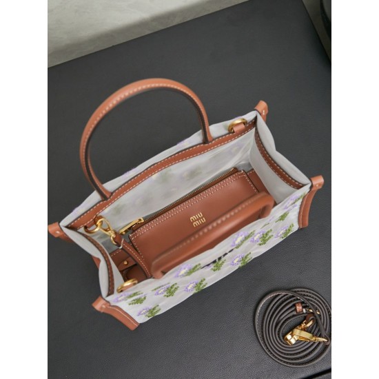 Replica Qualità Premium Borse tote rete ricamata Miu Miu 5BA310 19cm Imitazioni Replica perfette Qualità Premium Borse tote rete ricamata Miu Miu 5BA310 19cm