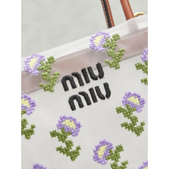 Replica Qualità Premium Borse tote rete ricamata Miu Miu 5BA310 19cm Imitazioni Replica perfette Qualità Premium Borse tote rete ricamata Miu Miu 5BA310 19cm