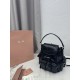Replica perfette Zaino Miu Miu 26s pelle cerata 5bc043 22cm nero