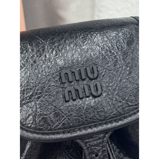 Replica perfette Zaino Miu Miu 26s pelle cerata 5bc043 22cm nero