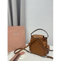 Zaino Miu Miu 26s pelle cerata 5bc043 marrone