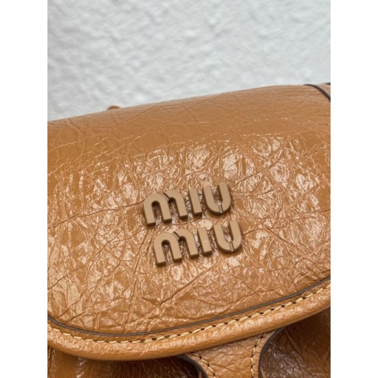 Replica perfette Zaino Miu Miu 26s pelle cerata 5bc043 marrone