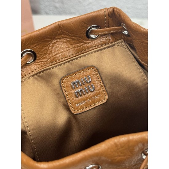 Replica perfette Zaino Miu Miu 26s pelle cerata 5bc043 marrone