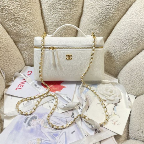 Replica Borse Firmate Chanel AS5347 Vanity con catena 23cm Bianco Imitazioni Replica perfette Borse Firmate Chanel AS5347 Vanity con catena 23cm Bianco