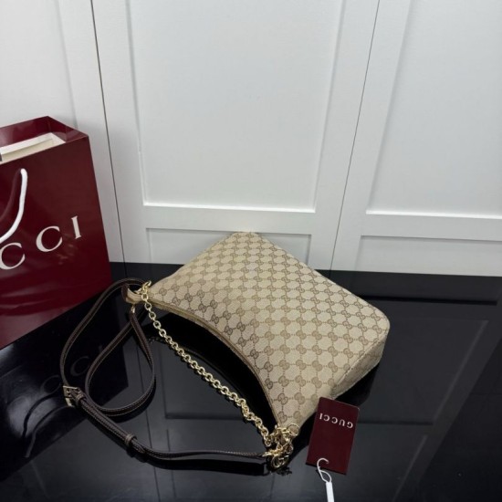 Replica Borsa a tracolla Gucci Lady Lunetta Chain A0060A Marrone Imitazioni Replica perfette Borsa a tracolla Gucci Lady Lunetta Chain A0060A Marrone
