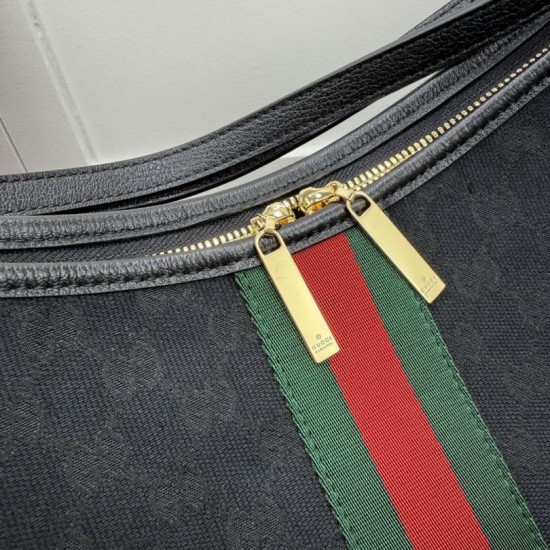 Replica Borsa tote grande Gucci Giglio A008NS tela GG nera Imitazioni Replica perfette Borsa tote grande Gucci Giglio A008NS tela GG nera