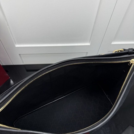 Replica Borsa tote grande Gucci Giglio A008NS tela GG nera Imitazioni Replica perfette Borsa tote grande Gucci Giglio A008NS tela GG nera