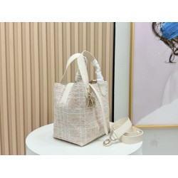 Borse tote verticale Dior Tweed Toujours motivo Cannage rosa Borse tote verticale Dior Tweed Toujours motivo Cannage rosa