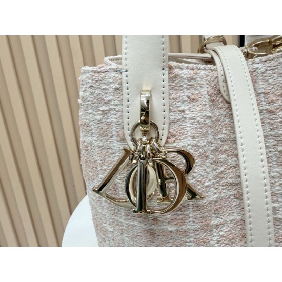 Replica Borse Firmate tote verticale Dior Tweed Toujours motivo Cannage rosa Imitazioni Replica perfette Borse Firmate tote verticale Dior Tweed Toujours motivo Cannage rosa