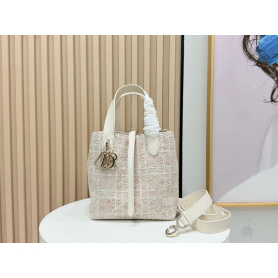 Replica Borse Firmate tote verticale Dior Tweed Toujours motivo Cannage rosa Imitazioni Replica perfette Borse Firmate tote verticale Dior Tweed Toujours motivo Cannage rosa