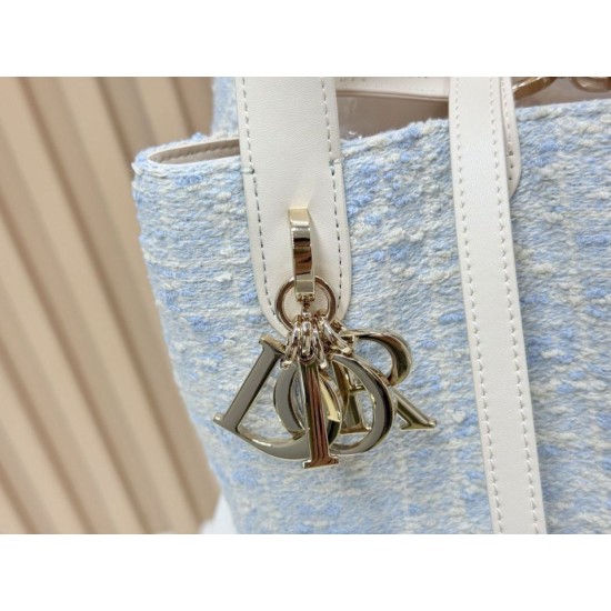 Replica Borsa tote verticale Dior Tweed Toujours motivo Cannage Blu Imitazioni Replica perfette Borsa tote verticale Dior Tweed Toujours motivo Cannage Blu