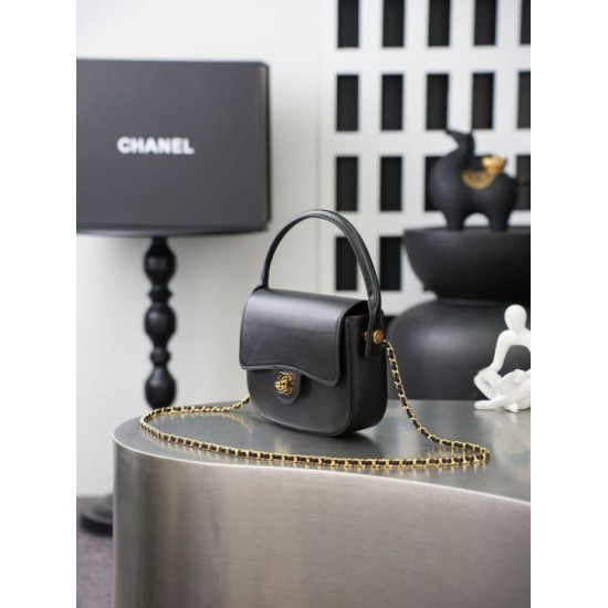 Replica Borsa Chanel Mini Flap con manico superiore AS6424 Nero Imitazioni Replica perfette Borsa Chanel Mini Flap con manico superiore AS6424 Nero