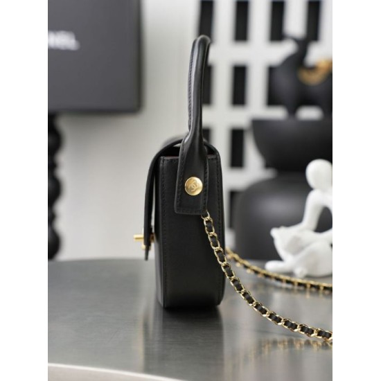 Replica Borsa Chanel Mini Flap con manico superiore AS6424 Nero Imitazioni Replica perfette Borsa Chanel Mini Flap con manico superiore AS6424 Nero