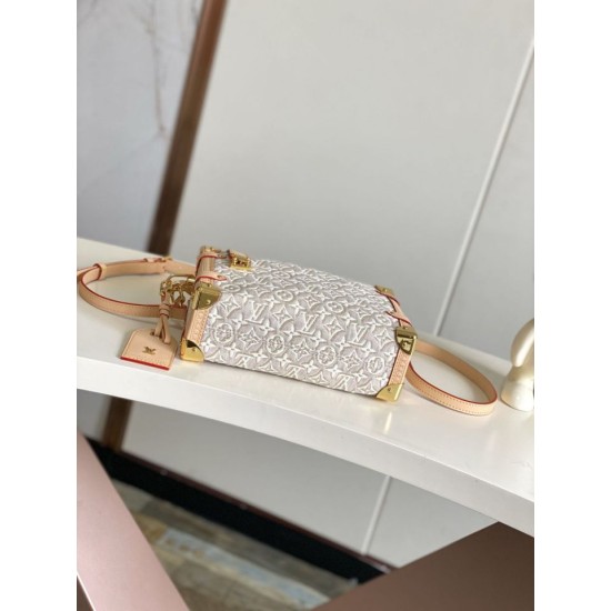 Replica borsa media LVSIDE TRUNK M2A145 in jacquard bianco Imitazioni Replica perfette borsa media LVSIDE TRUNK M2A145 in jacquard bianco