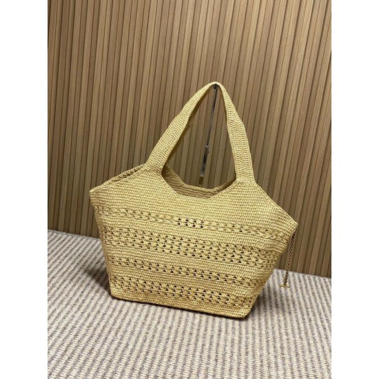 Replica Borse Firmate tote Icare YSL Saint Laurent con intreccio rafia albicocca Imitazioni Replica perfette Borse Firmate tote Icare YSL Saint Laurent con intreccio rafia albicocca