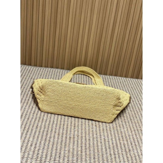 Replica Borse Firmate tote Icare YSL Saint Laurent con intreccio rafia albicocca Imitazioni Replica perfette Borse Firmate tote Icare YSL Saint Laurent con intreccio rafia albicocca
