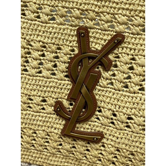 Replica Borse Firmate tote Icare YSL Saint Laurent con intreccio rafia albicocca Imitazioni Replica perfette Borse Firmate tote Icare YSL Saint Laurent con intreccio rafia albicocca
