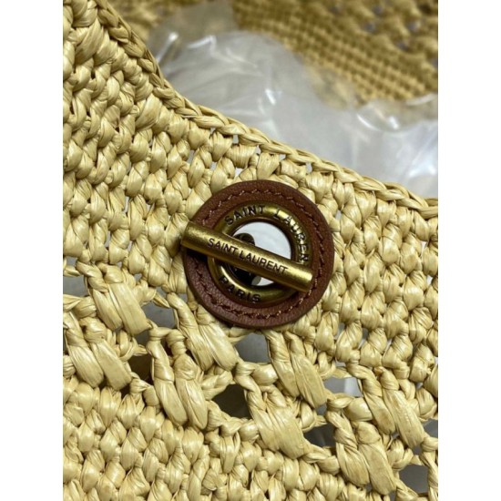 Replica Borse Firmate tote Icare YSL Saint Laurent con intreccio rafia albicocca Imitazioni Replica perfette Borse Firmate tote Icare YSL Saint Laurent con intreccio rafia albicocca