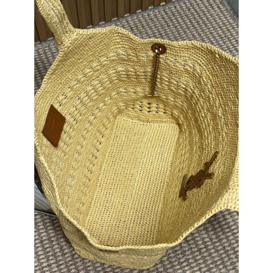 Replica Borse Firmate tote Icare YSL Saint Laurent con intreccio rafia albicocca Imitazioni Replica perfette Borse Firmate tote Icare YSL Saint Laurent con intreccio rafia albicocca