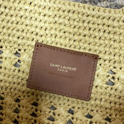 Replica perfette Borse Firmate  tote Icare YSL Saint Laurent con intreccio rafia albicocca