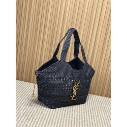Borsa tote Icare YSL Saint Laurent con intreccio rafia Nero Borsa tote Icare YSL Saint Laurent con intreccio rafia Nero