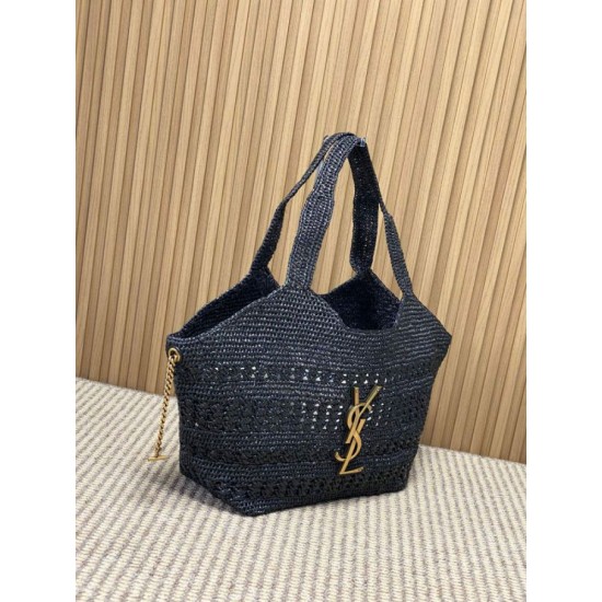 Replica Borsa tote Icare YSL Saint Laurent con intreccio rafia Nero Imitazioni Replica perfette Borsa tote Icare YSL Saint Laurent con intreccio rafia Nero