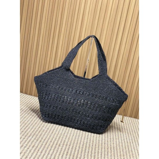 Replica Borsa tote Icare YSL Saint Laurent con intreccio rafia Nero Imitazioni Replica perfette Borsa tote Icare YSL Saint Laurent con intreccio rafia Nero