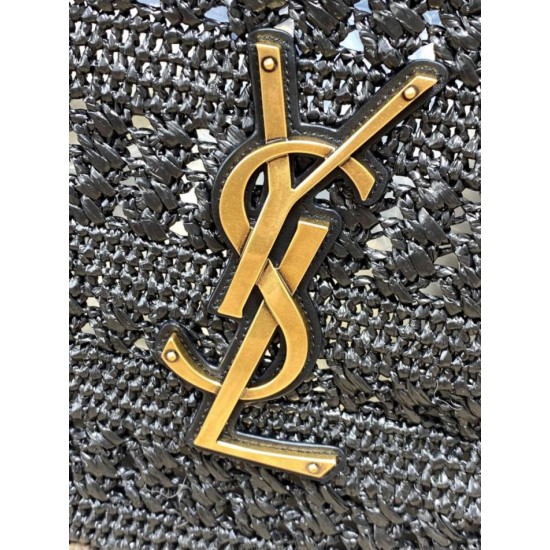 Replica Borsa tote Icare YSL Saint Laurent con intreccio rafia Nero Imitazioni Replica perfette Borsa tote Icare YSL Saint Laurent con intreccio rafia Nero