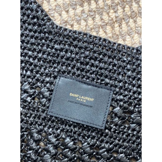 Replica Borsa tote Icare YSL Saint Laurent con intreccio rafia Nero Imitazioni Replica perfette Borsa tote Icare YSL Saint Laurent con intreccio rafia Nero