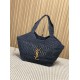 Replica Borsa tote Icare YSL Saint Laurent con intreccio rafia Nero Imitazioni Replica perfette Borsa tote Icare YSL Saint Laurent con intreccio rafia Nero