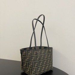Replica Borsa tote piccola Fendi in tessuto jacquard Marrone Imitazioni Replica perfette Borsa tote piccola Fendi in tessuto jacquard Marrone