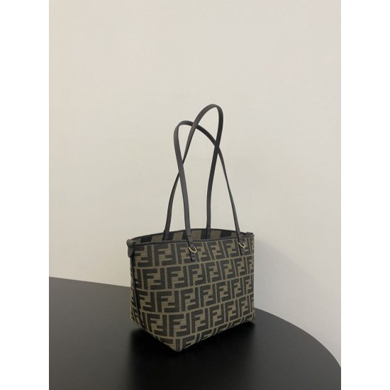Replica Borsa tote piccola Fendi in tessuto jacquard Marrone Imitazioni Replica perfette Borsa tote piccola Fendi in tessuto jacquard Marrone