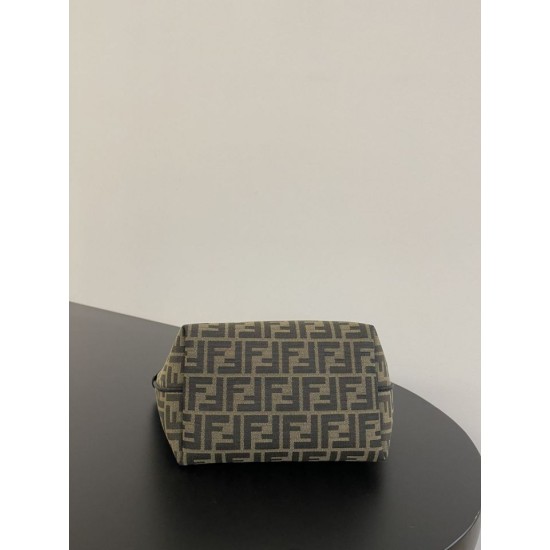 Replica Borsa tote piccola Fendi in tessuto jacquard Marrone Imitazioni Replica perfette Borsa tote piccola Fendi in tessuto jacquard Marrone