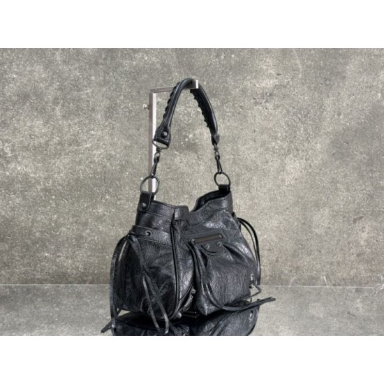 Replica Borsa a secchiello Balenciaga Le City nera Imitazioni Replica perfette Borsa a secchiello Balenciaga Le City nera