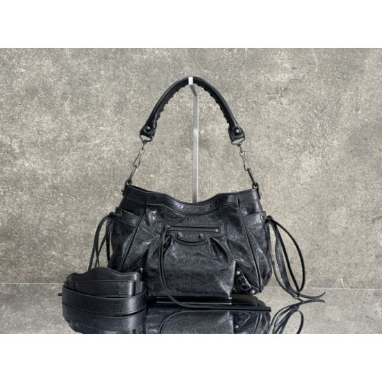 Replica Borsa a secchiello Balenciaga Le City nera Imitazioni Replica perfette Borsa a secchiello Balenciaga Le City nera