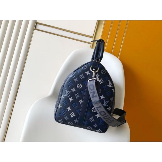 Replica 163c01 LV Keepall Bandoulière 50 Borsa da viaggio M28836 Blu Imitazioni Replica perfette 163c01 LV Keepall Bandoulière 50 Borsa da viaggio M28836 Blu