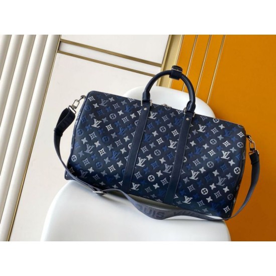 Replica 163c01 LV Keepall Bandoulière 50 Borsa da viaggio M28836 Blu Imitazioni Replica perfette 163c01 LV Keepall Bandoulière 50 Borsa da viaggio M28836 Blu