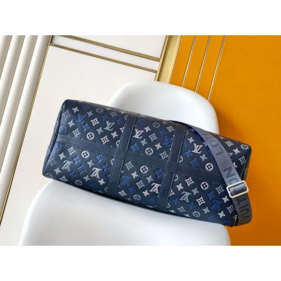 Replica 163c01 LV Keepall Bandoulière 50 Borsa da viaggio M28836 Blu Imitazioni Replica perfette 163c01 LV Keepall Bandoulière 50 Borsa da viaggio M28836 Blu