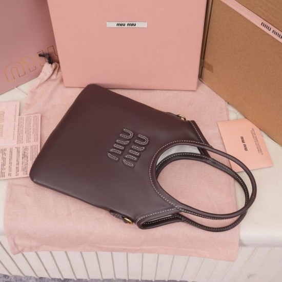 Replica Borse Firmate tote Miu Miu Ivy 5BA281 caffè Imitazioni Replica perfette Borse Firmate tote Miu Miu Ivy 5BA281 caffè
