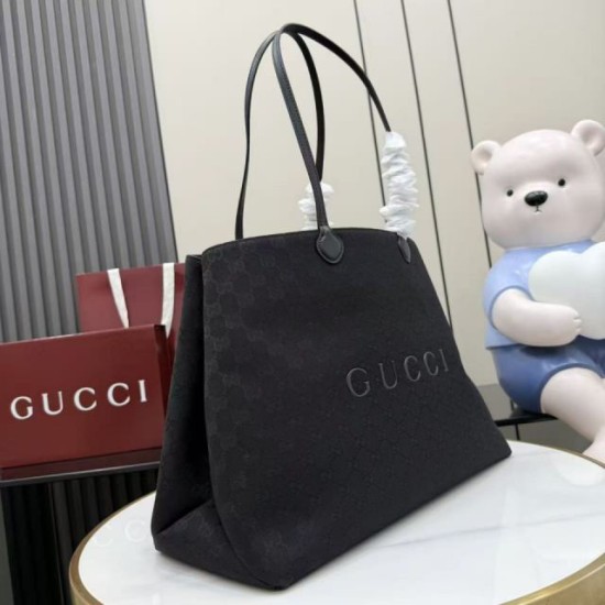 Replica Borsa tote grande Gucci NY A00B4R tela GG nera Imitazioni Replica perfette Borsa tote grande Gucci NY A00B4R tela GG nera