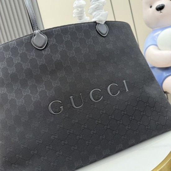 Replica Borsa tote grande Gucci NY A00B4R tela GG nera Imitazioni Replica perfette Borsa tote grande Gucci NY A00B4R tela GG nera