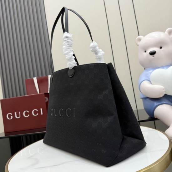 Replica Borsa tote grande Gucci NY A00B4R tela GG nera Imitazioni Replica perfette Borsa tote grande Gucci NY A00B4R tela GG nera