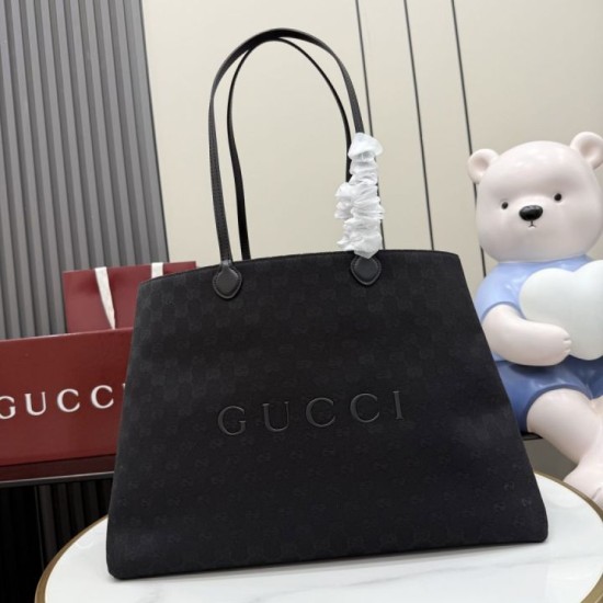 Replica Borsa tote grande Gucci NY A00B4R tela GG nera Imitazioni Replica perfette Borsa tote grande Gucci NY A00B4R tela GG nera