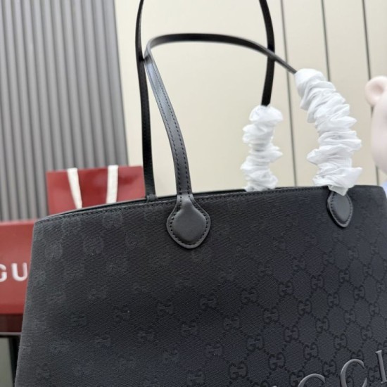 Replica Borsa tote grande Gucci NY A00B4R tela GG nera Imitazioni Replica perfette Borsa tote grande Gucci NY A00B4R tela GG nera