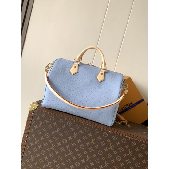 Replica borse griffate Louis Vuitton Speedy Soft 30 M89688 struzzo blu Imitazioni Replica perfette Imitazioni borse griffate Louis Vuitton Speedy Soft 30 M89688 struzzo blu